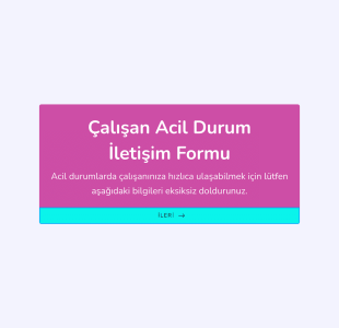 Çalışan Acil Durum İletişim Form Şablonu
