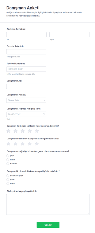 Çalışan Anketi Form Şablonu