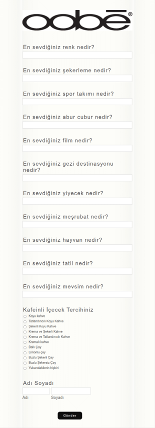 Çalışan Favorileri Form Şablonu