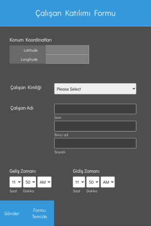 Çalışan Katılımı Form Şablonu