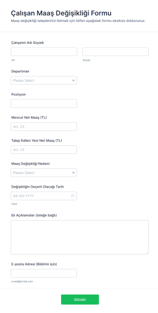 Çalışan Maaş Değişikliği Form Template