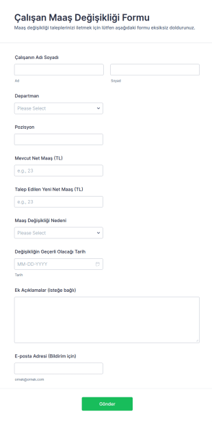 Çalışan Maaş Değişikliği Form Şablonu