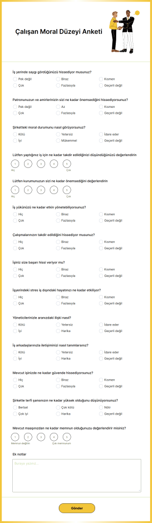 Çalışan Moral Düzeyi Anketi Form Şablonu