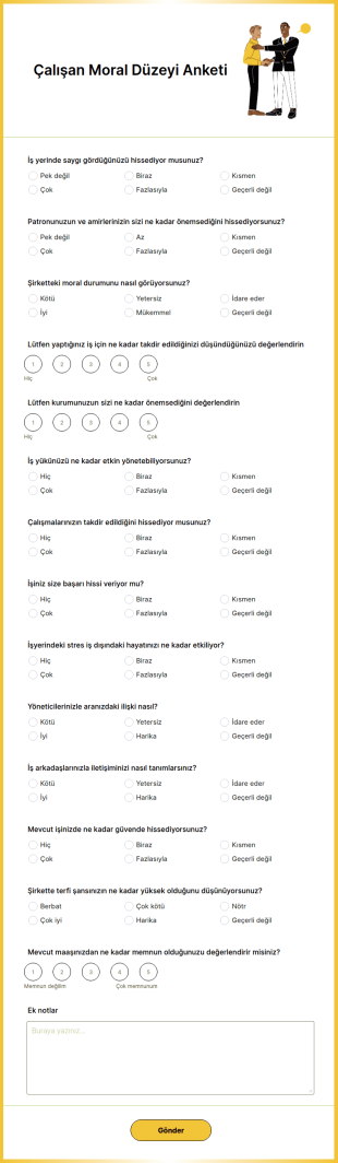 Çalışan Moral Düzeyi Anketi Form Şablonu