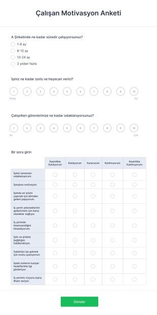 Çalışan Motivasyon Anketi Form Template