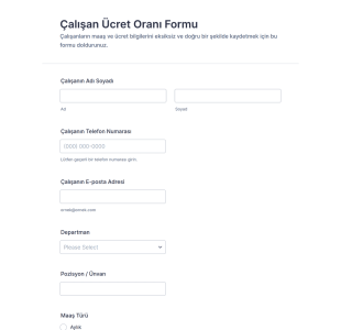 Çalışan Ücret Oranı Form Şablonu