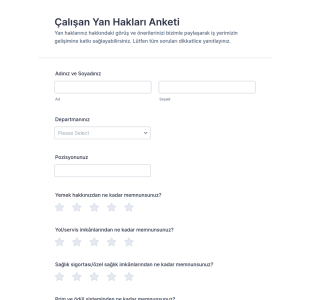Çalışan Yan Hakları Anketi Form Şablonu