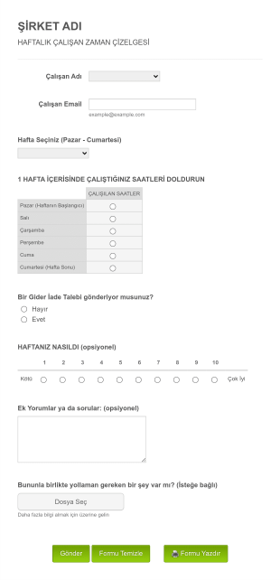 Calisan Zaman Cizelgesi Ve Raporlama Araci Form Şablonu