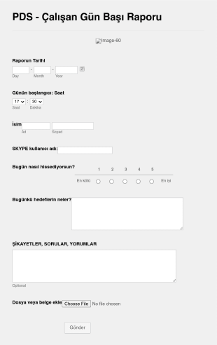 Çalışanlar Için Gün Başı Raporu Form Şablonu