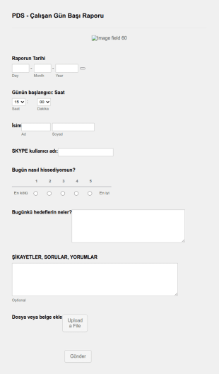 Çalışanlar Için Gün Başı Raporu Form Şablonu