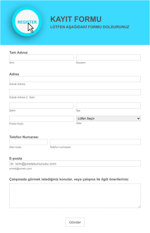 Çalıştay Kayıt Form Şablonu
