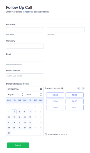 Call Back Form Template
