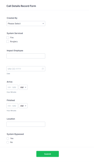 Call Details Record Form Template