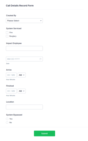 Call Details Record Form Template