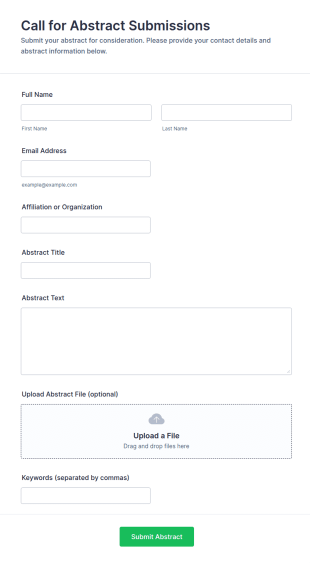 Call For Abstract Submissions Form Template