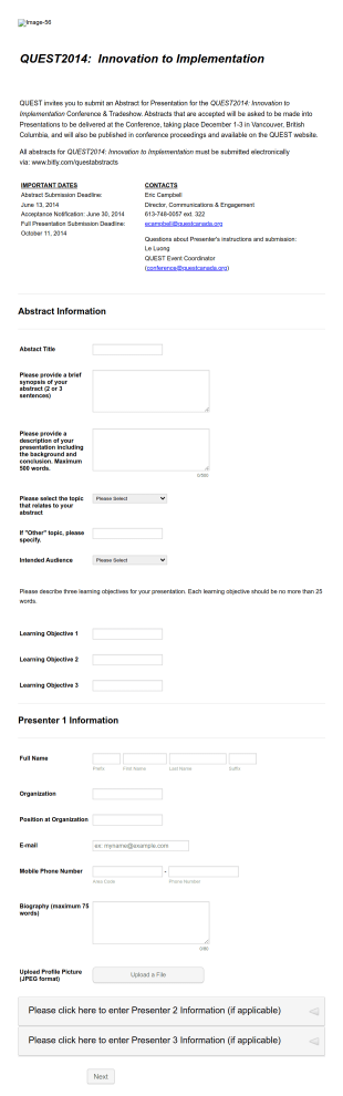 Call For Abstract Form Template