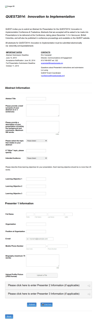 Call For Abstract Form Template