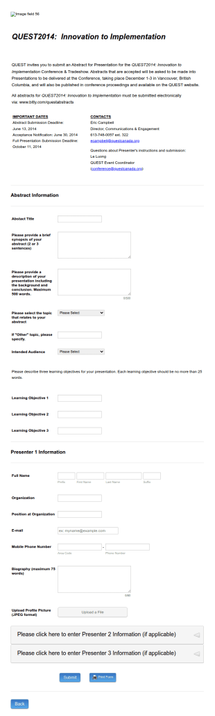 Call For Abstract Form Template