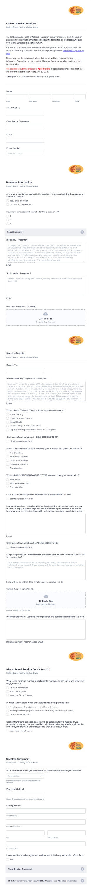 Health Institution Speaker Proposal Form Template