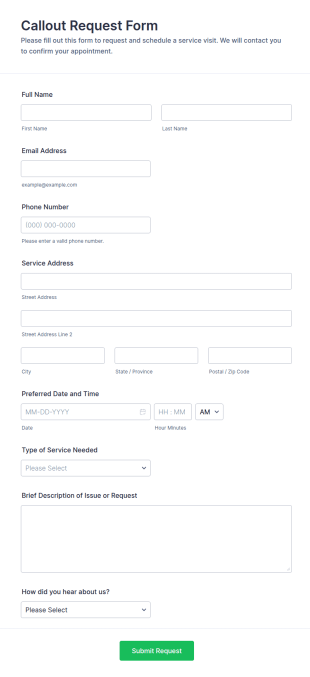 Callout Request Form Template