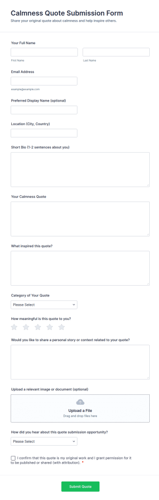 Calmness Quote Submission Form Template