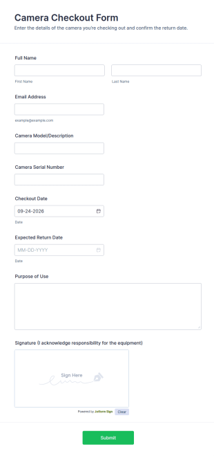 Camera Checkout Form Template