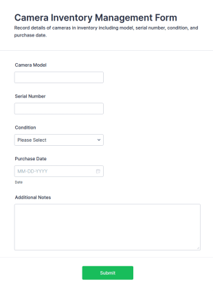 Camera Inventory Management Form Template