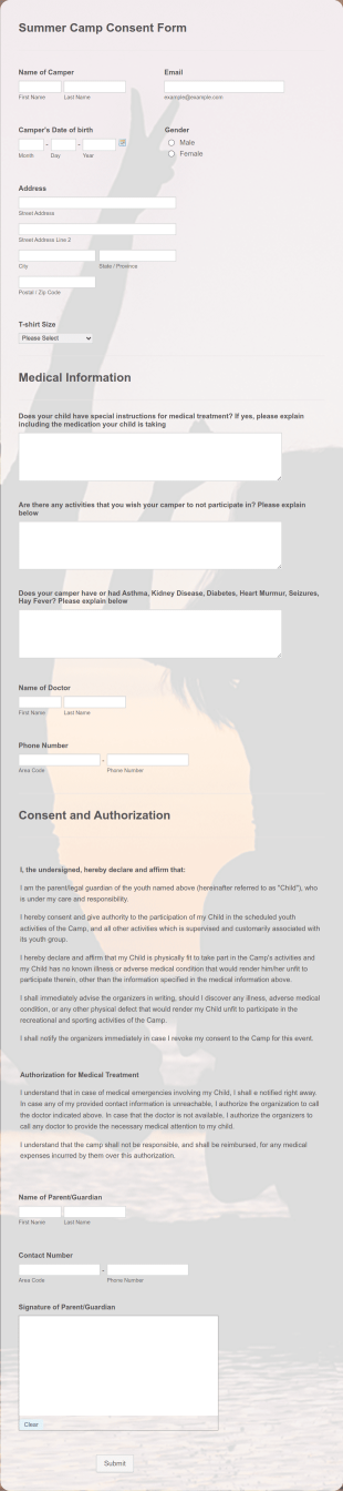 Camp Knock Consent Form Template