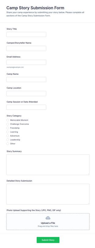 Camp Story Submission Form Template