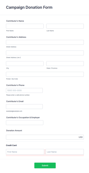 Campaign Donation Form Template