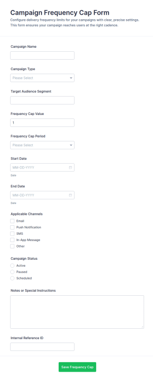 Campaign Frequency Cap Form Template