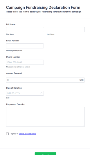 Campaign Fundraising Declaration Form Template