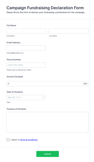 Campaign Fundraising Declaration Form Template