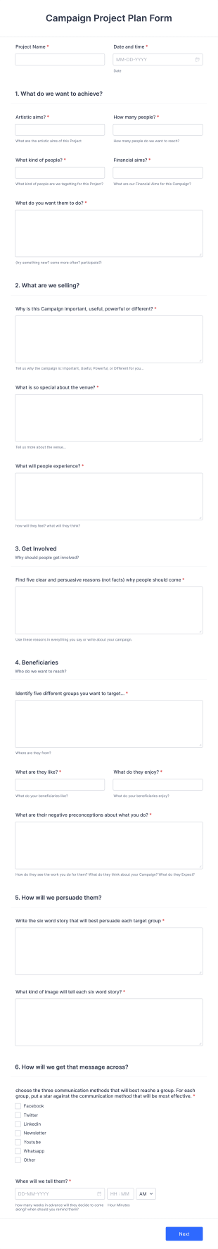Campaign Plan Template | Jotform