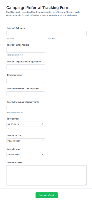Campaign Referral Tracking Form Template