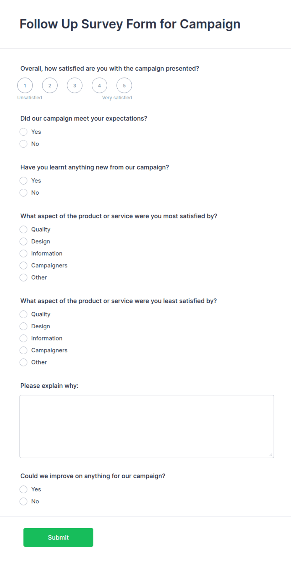 Campaign Survey Form Template | Jotform