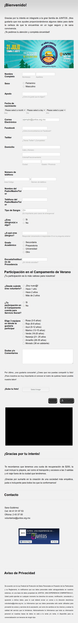 Campamento De Verano Form Template