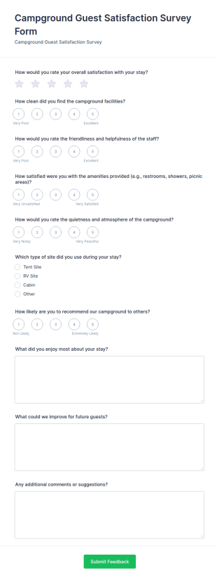 Campground Guest Satisfaction Survey Form Template