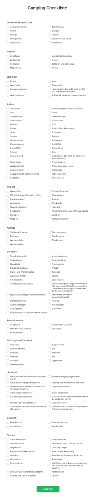 Camping Checkliste
