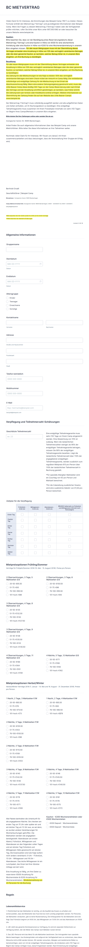 Campingplatz Mietvertrag