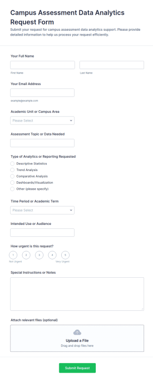 Campus Assessment Data Analytics Request Form Template