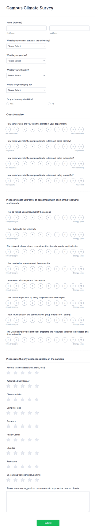 Campus Climate Survey Form Template