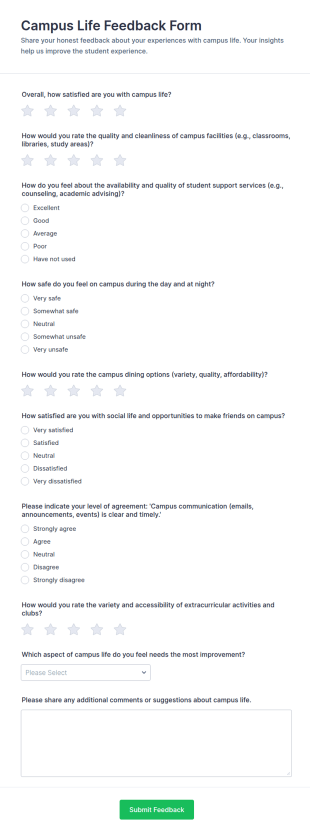 Campus Life Feedback Form Template