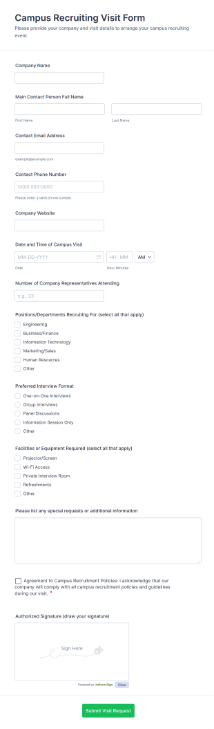 Campus Recruiting Visit Form Template