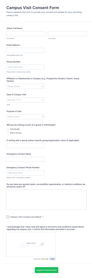 Campus Visit Consent Form Template