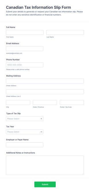Canadian Tax Information Slip Form Template