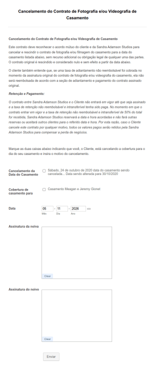 Cancelamento De Contrato De Fotografia De Casamento