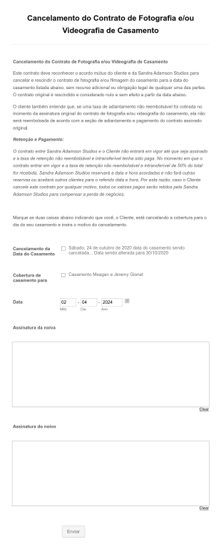 Cancelamento De Contrato De Fotografia De Casamento
