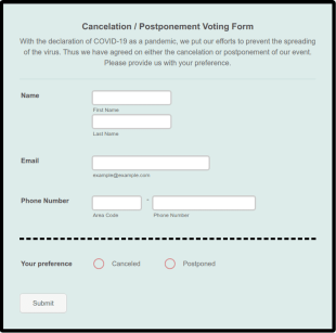 Cancellation Or Postponement Voting Form Template