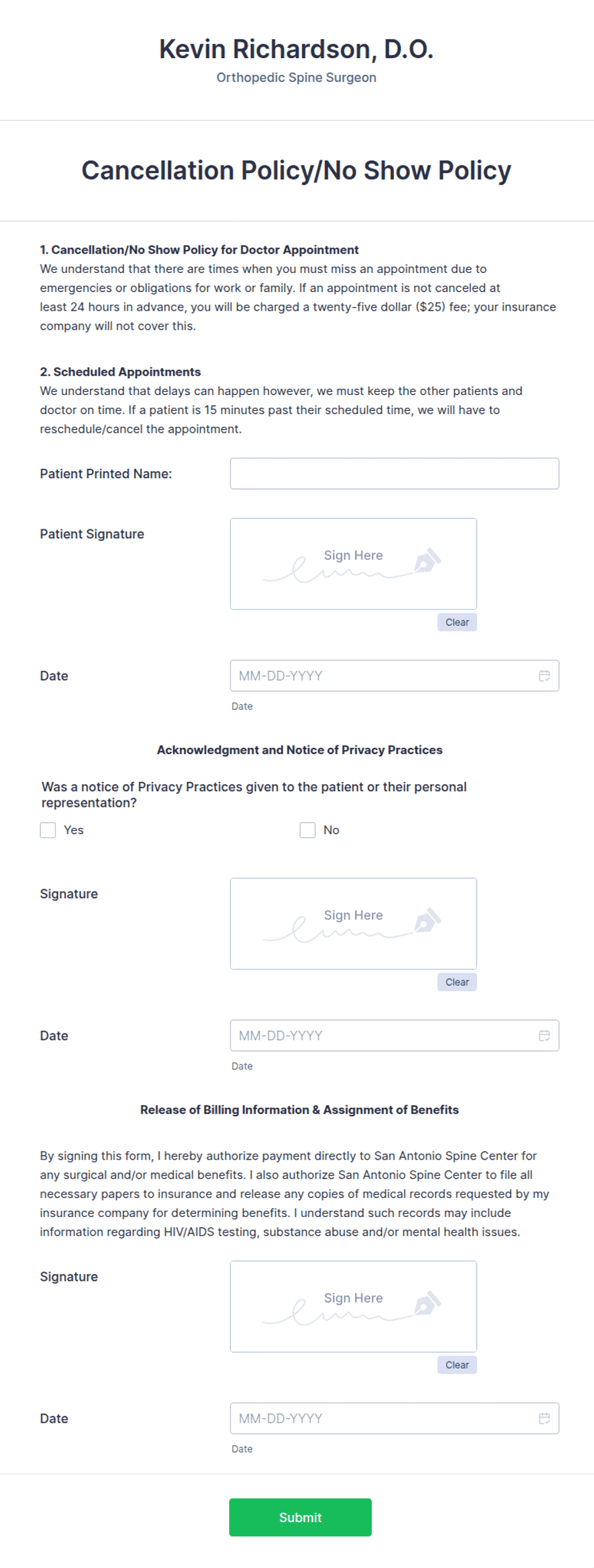No Show Policy Template Form Template Jotform